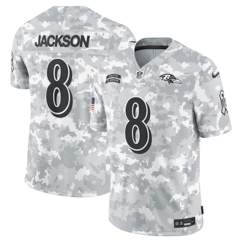 Men Baltimore Ravens #8 Jackson Nike Arctic Camo 2024 Salute to Service Limited NFL Jersey